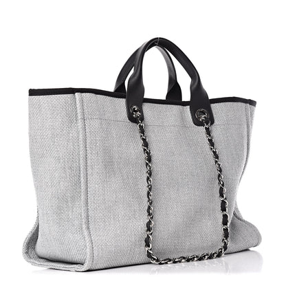 Chanel Woven Straw Raffia Large Deauville Tote Grey 4 of 11