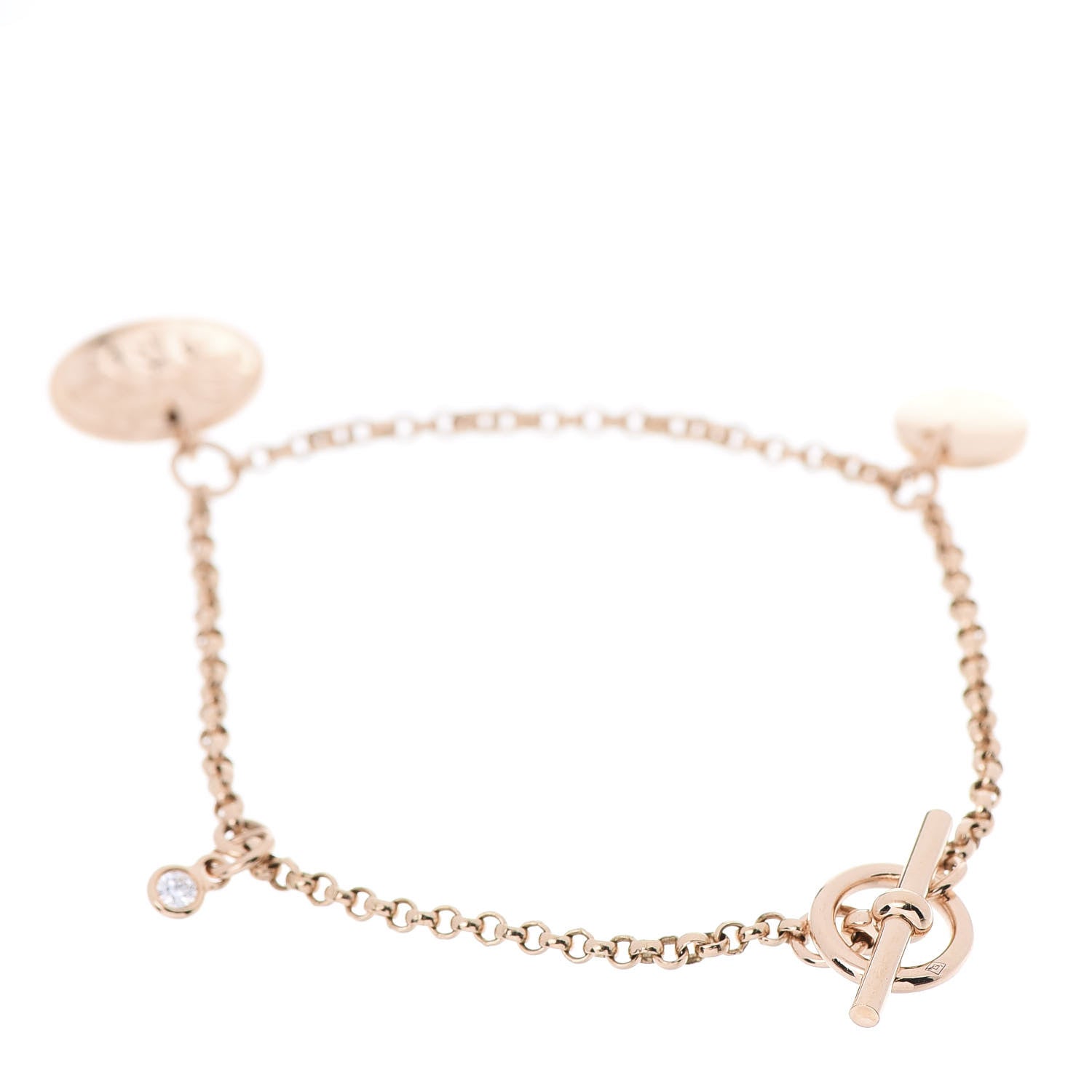 Hermes 18K Rose Gold Diamond PM Ex-Libris Bracelet SH 3 of 5