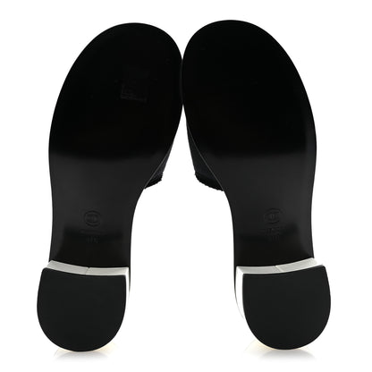 Chanel Cotton Logo Mule Sandals 41 Black White 6 of 10