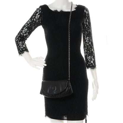 Chanel Caviar Half Moon Wallet On Chain WOC Black 2 of 8