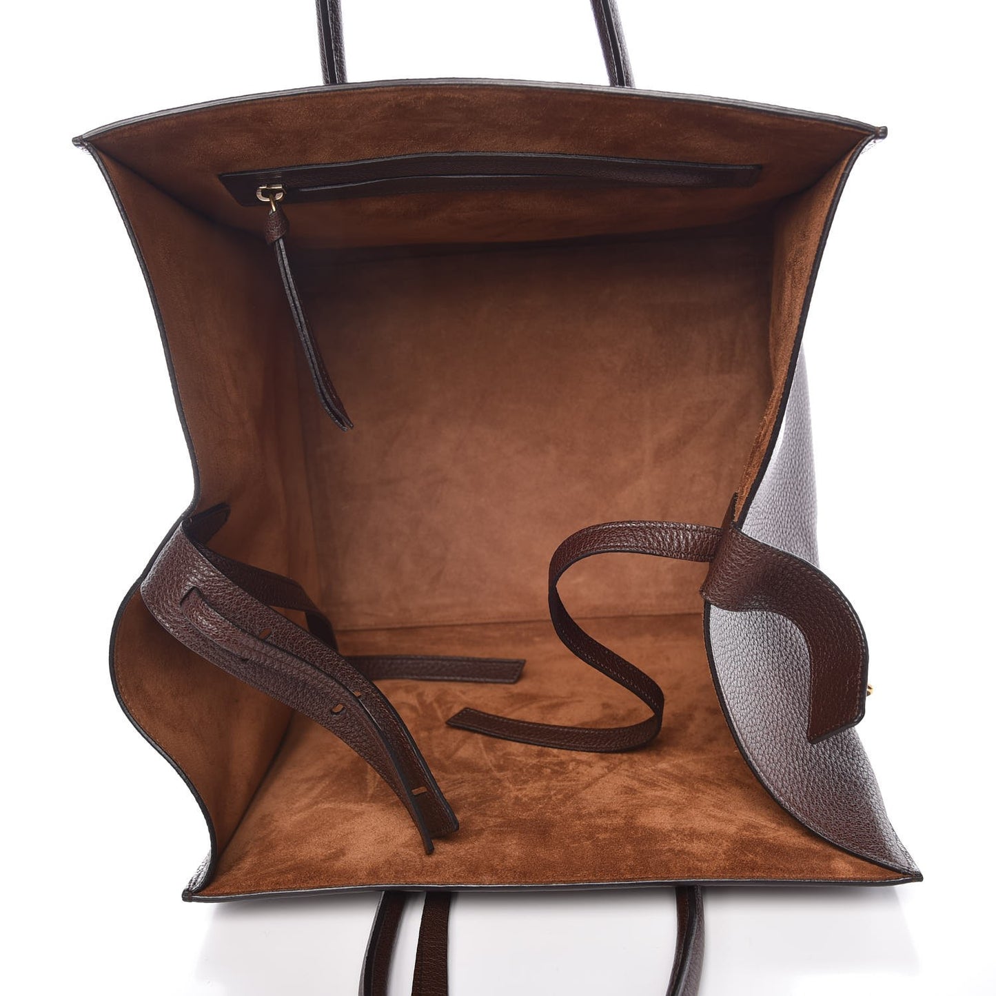 Shiny Grained Calfskin Medium Phantom Luggage Brown