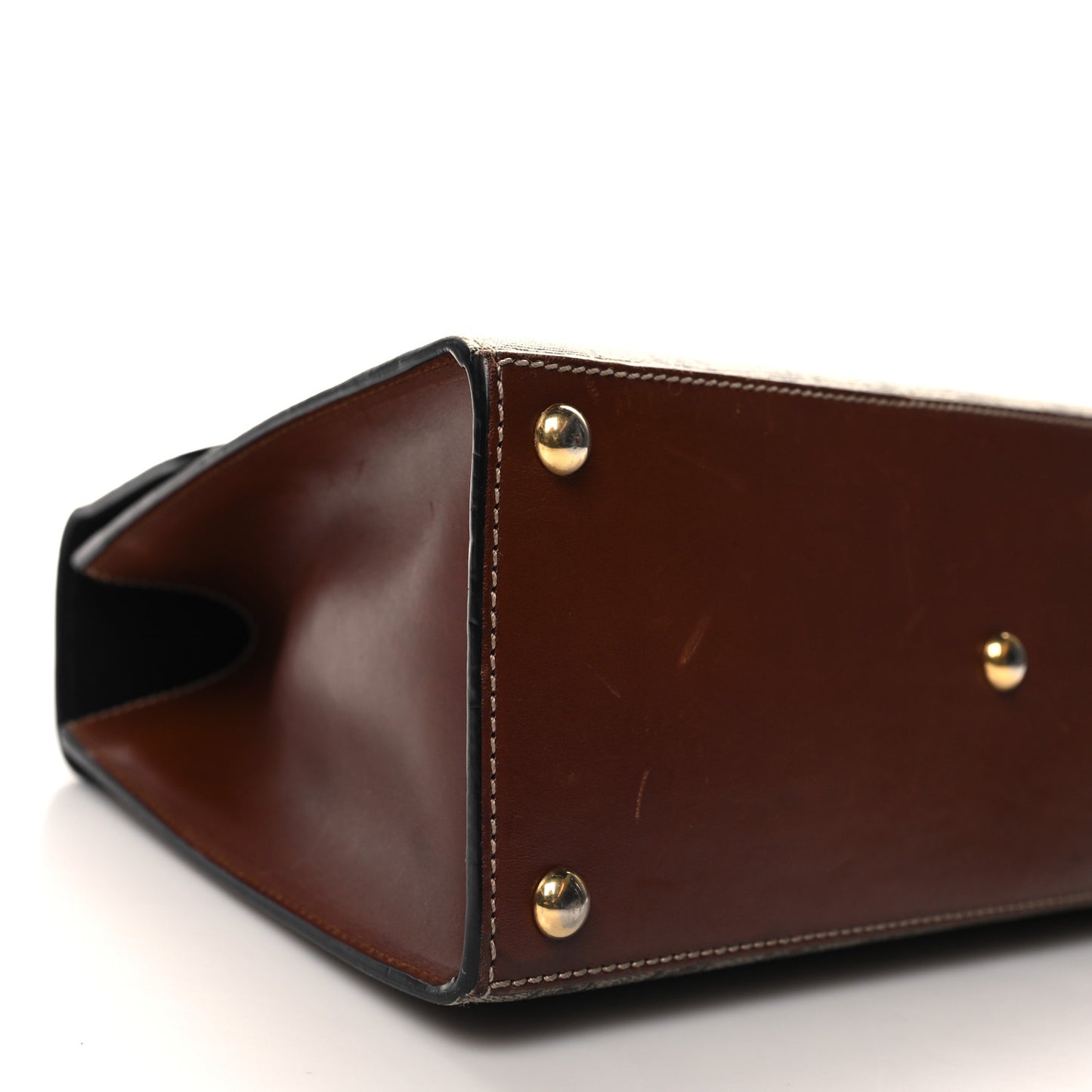 GG Supreme Monogram Calfskin Small Padlock Top Handle Bag Beige Black Cuir