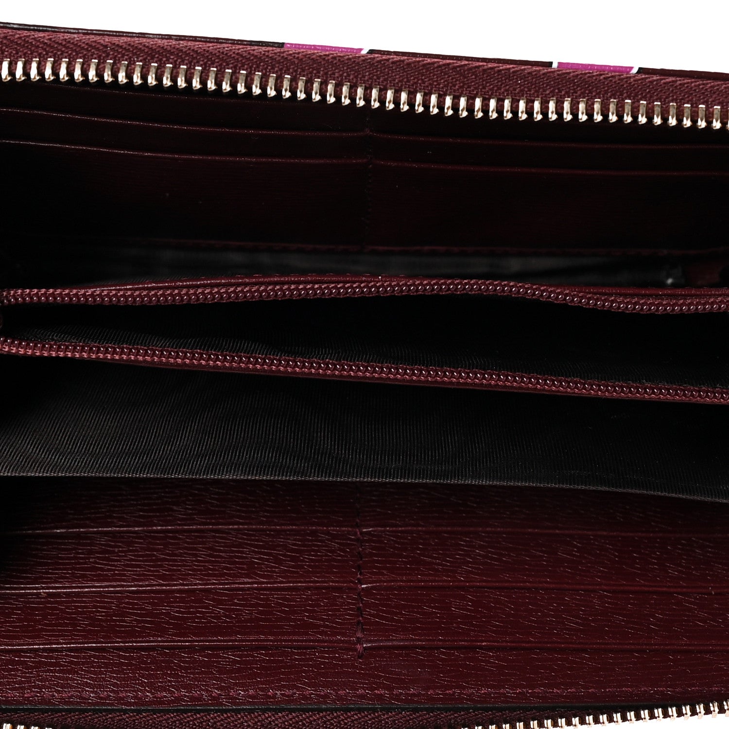 Gucci Calfskin Heartbeat Print Zip Around Wallet New Wine 5 of 9