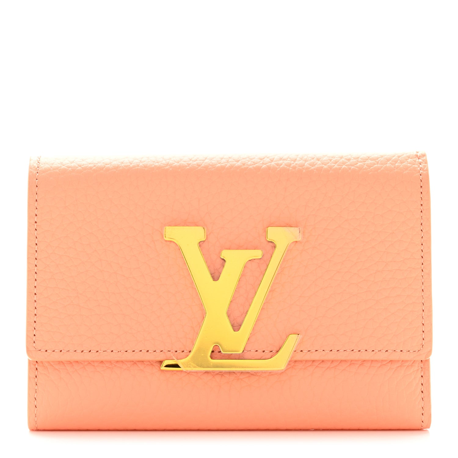 Louis Vuitton Taurillon Capucines Compact Maxi Wallet Apricot Orange 1 of 7