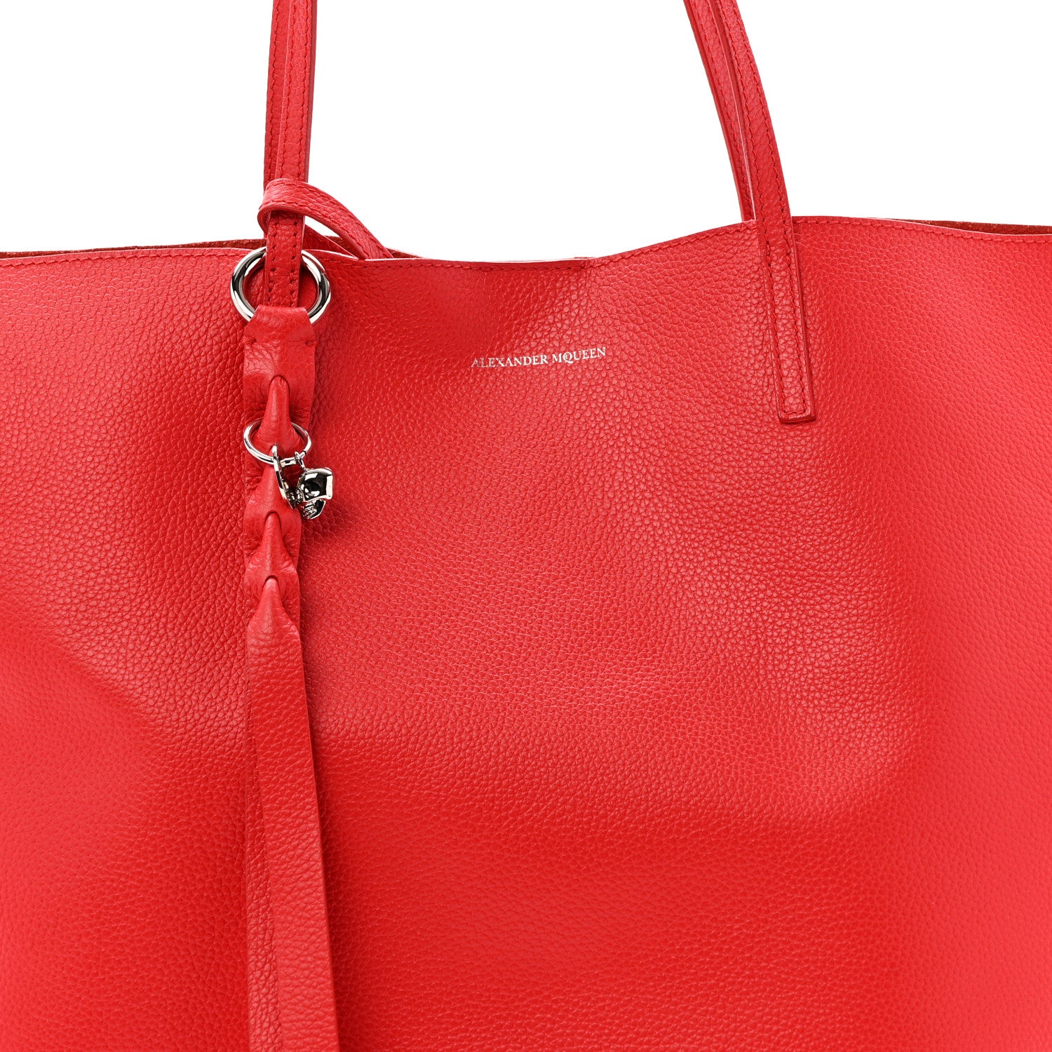Alexander McQueen Grained Calfskin Skull Open Shopper Tote Red 8 of 11