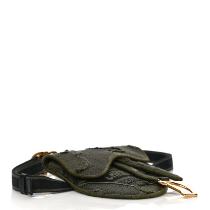 Christian Dior Canvas Embroidered Camouflage Saddle Belt Bag Green 4 of 11