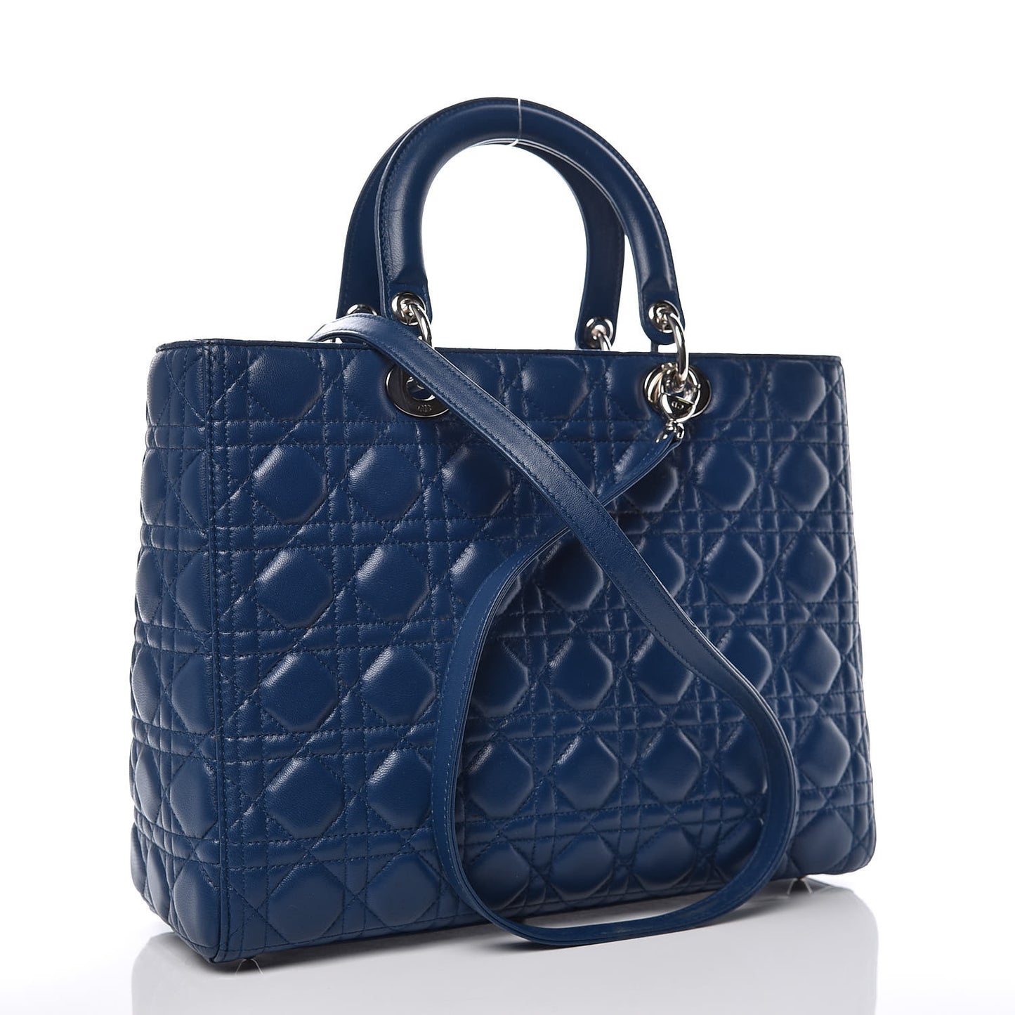Lambskin Cannage Large Lady Dior Navy Blue