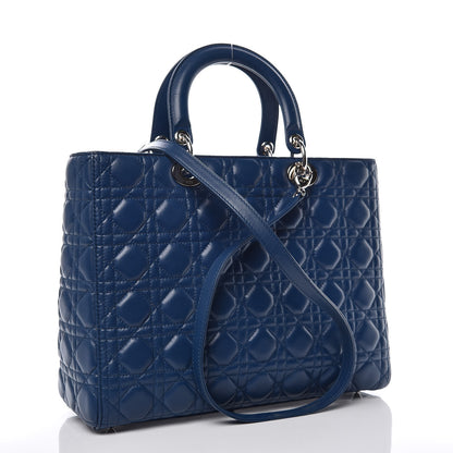 Christian Dior Lambskin Cannage Large Lady Dior Navy Blue 3 of 16