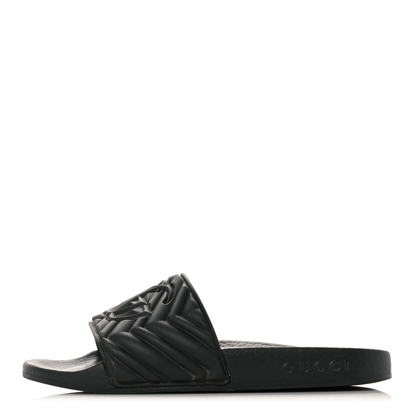 Rubber Matelasse Womens Slide Sandals 35 Black