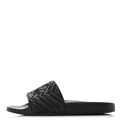 Gucci Rubber Matelasse Womens Slide Sandals 35 Black 1 of 10