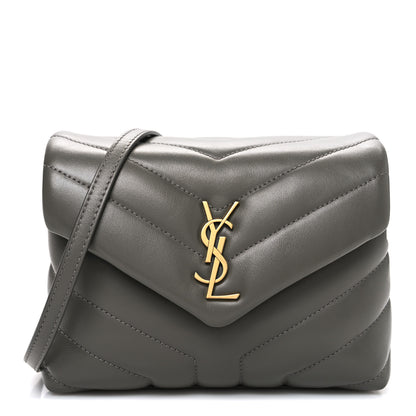 Saint Laurent Calfskin Y Quilted Monogram Toy Loulou Crossbody Bag Grey Kaki 1 of 9