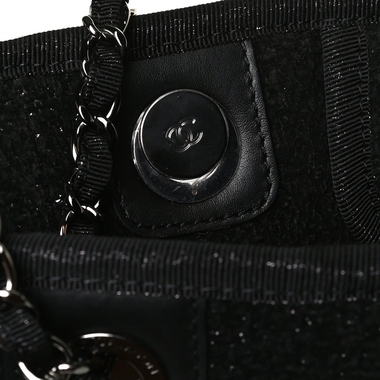 Chanel Lurex Boucle Mini Deauville Tote Black 14 of 16