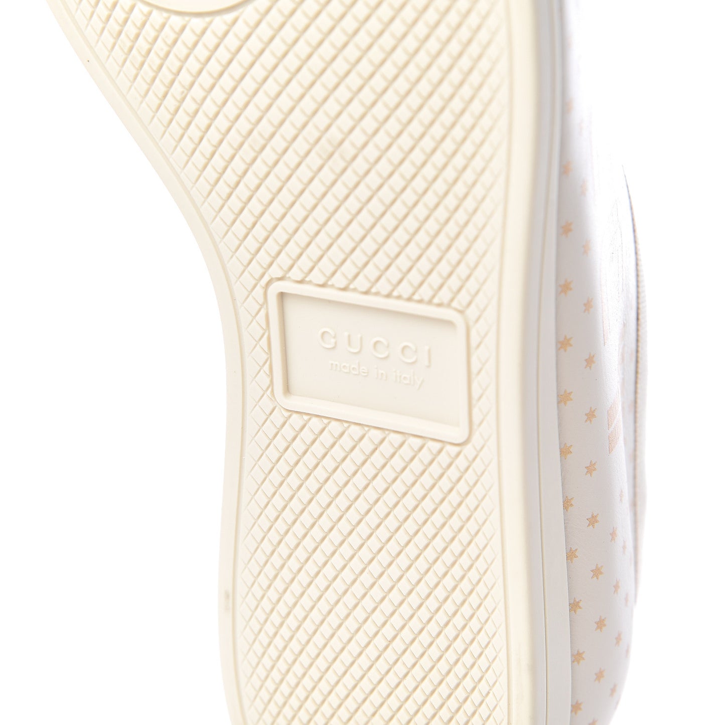 X SEGA Calfskin GUCCY Stars Womens Falacer Sneakers 37.5 White