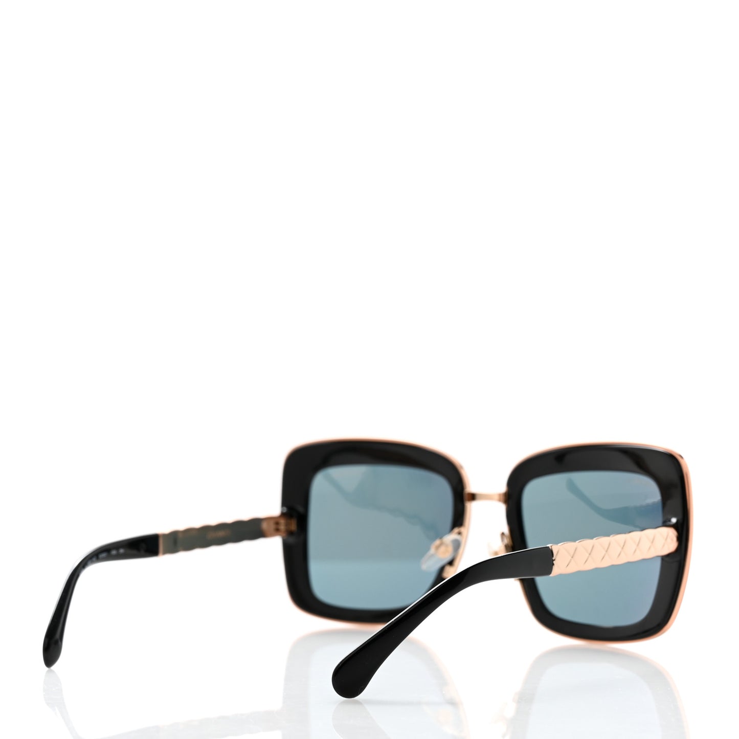 Metal Square Spring Sunglasses 5369 Black Pink Gold