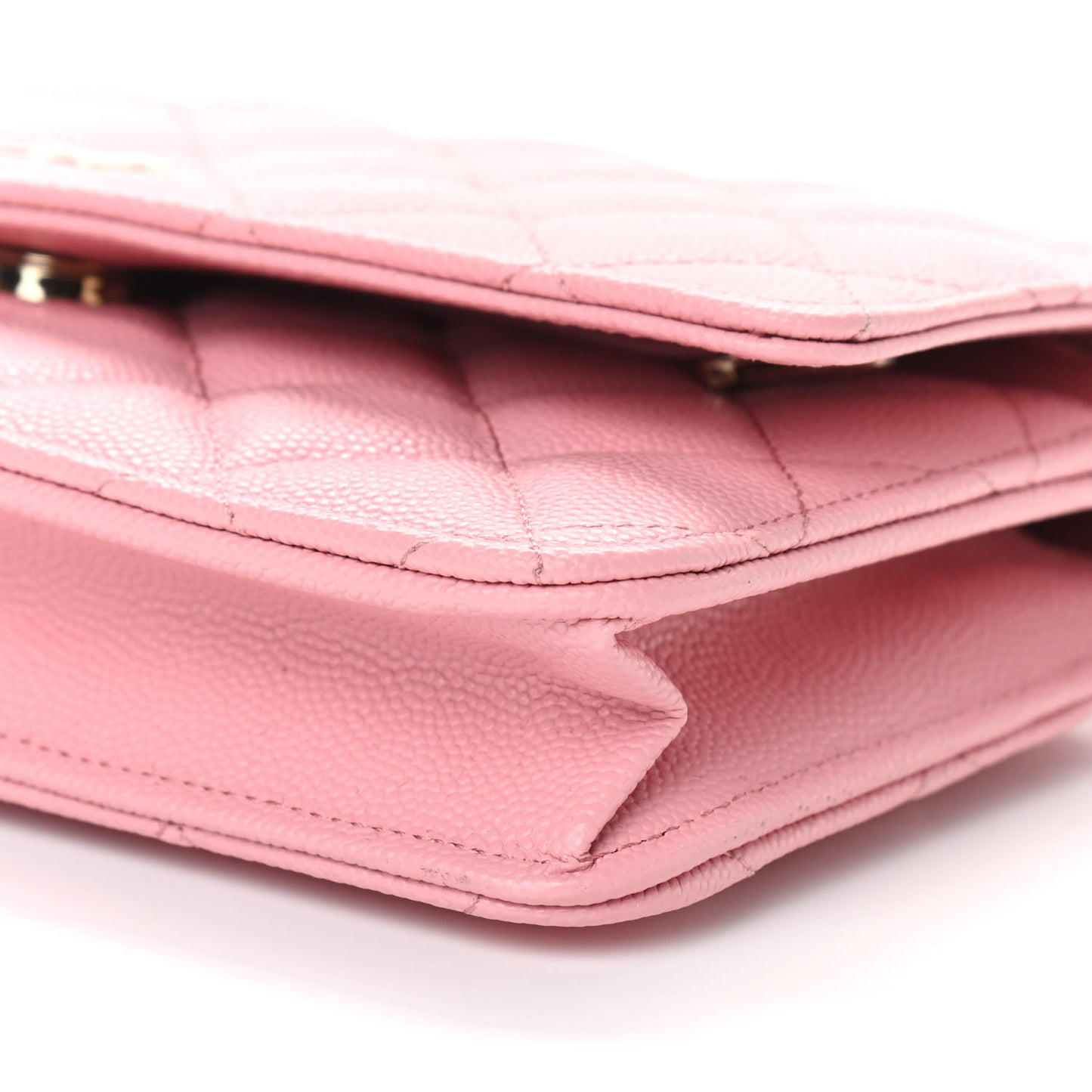 Caviar Quilted Wallet on Chain WOC Pink