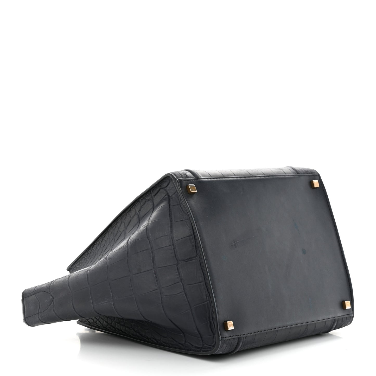 Crocodile Embossed Calfskin Medium Phantom Luggage Navy Blue