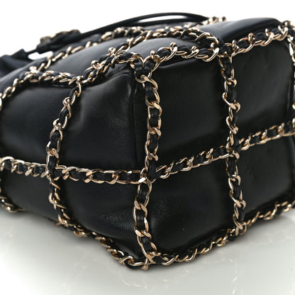 Chanel Lambskin Bucket Chain Drawstring Bag Black 9 of 10