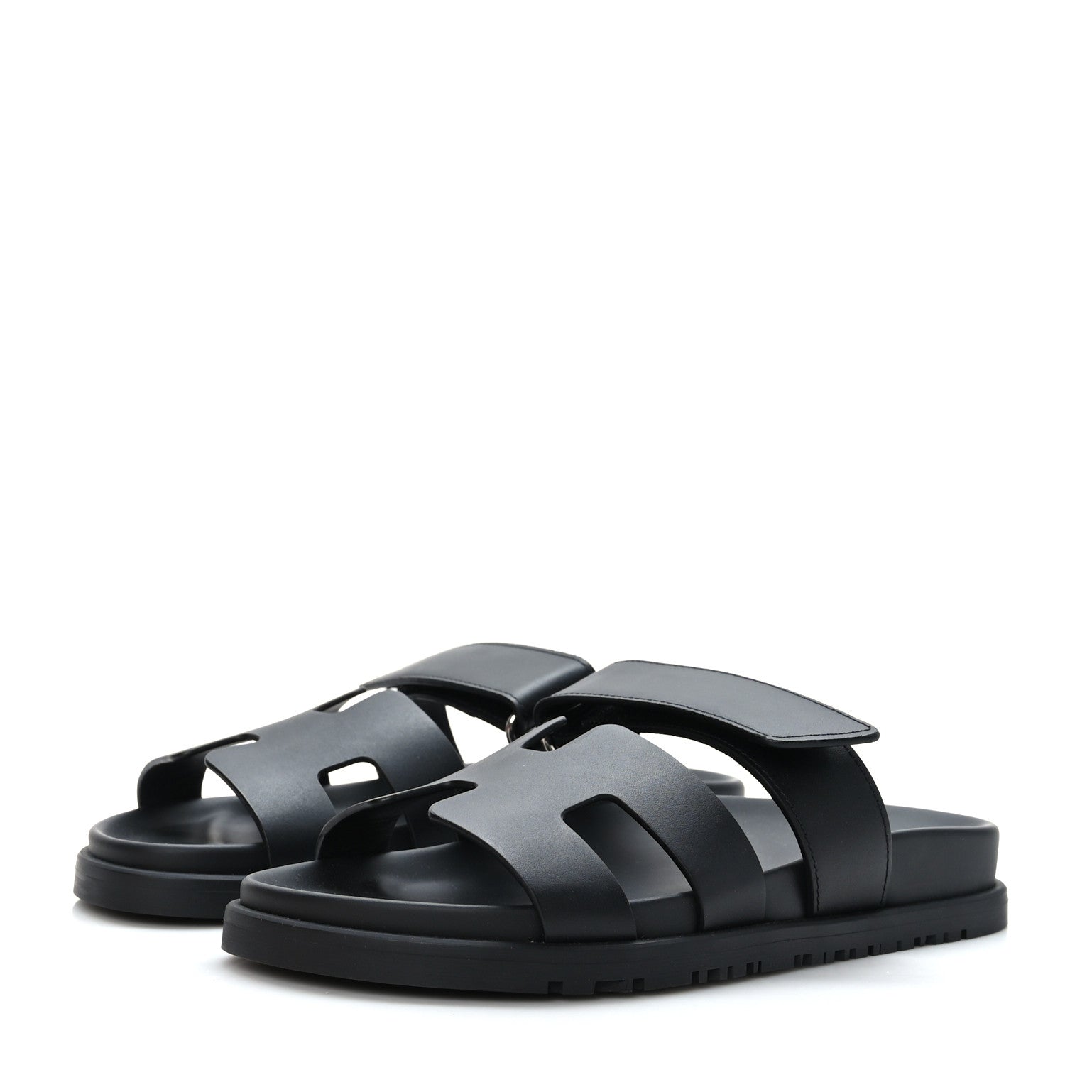 Hermes Calfskin Womens Chypre Sandals 35.5 Black 4 of 9