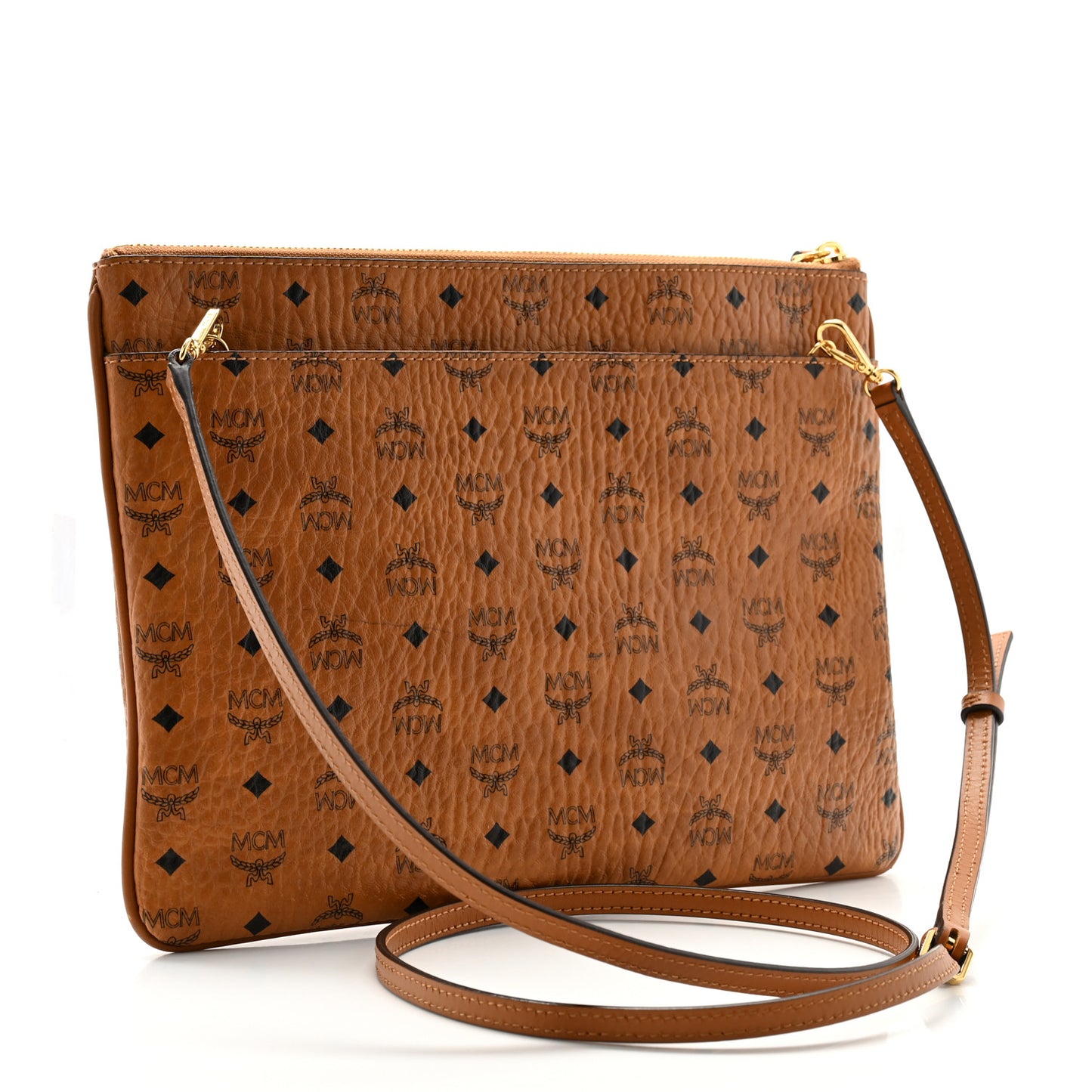 Visetos Medium Crossbody Pouch Cognac