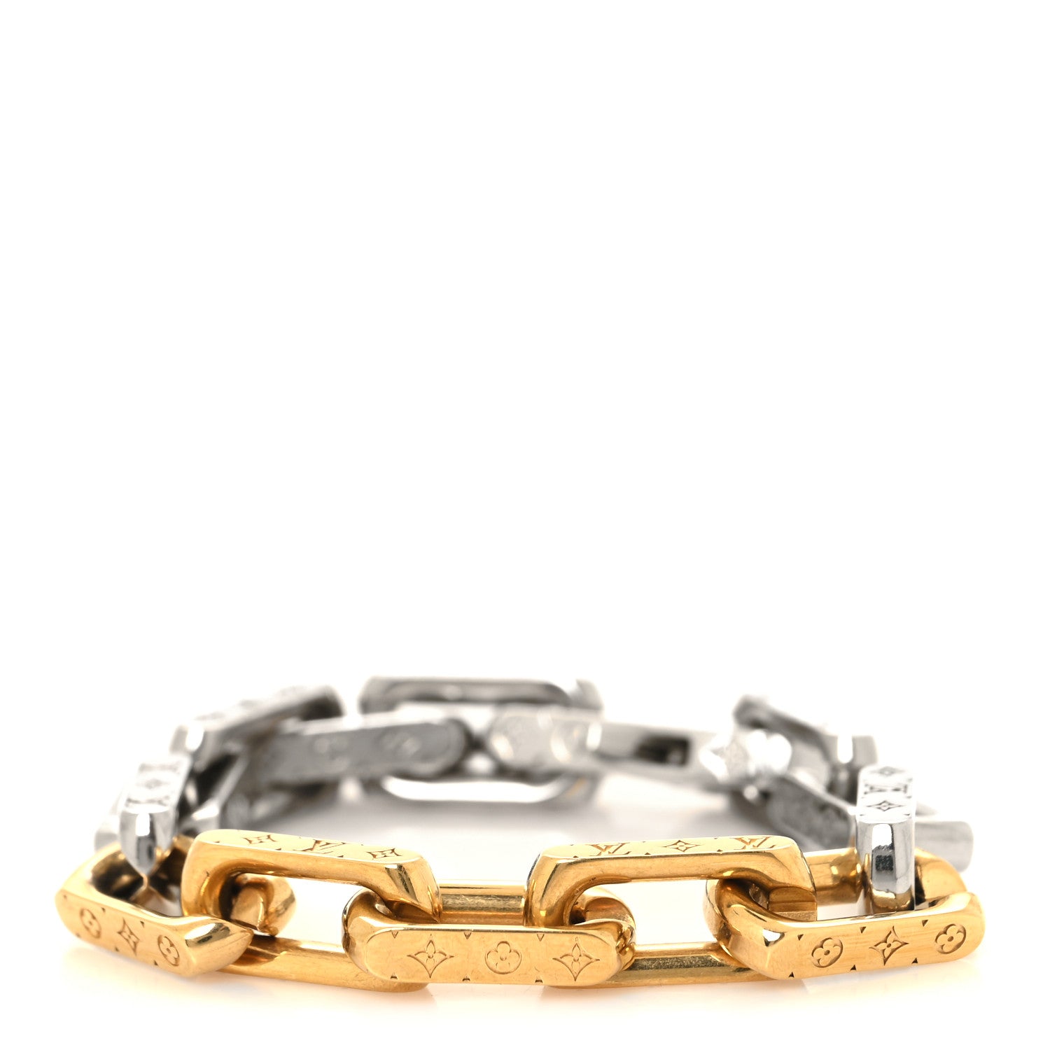 Louis Vuitton Metal Monogram Chain Bracelet M Silver Gold 1 of 4
