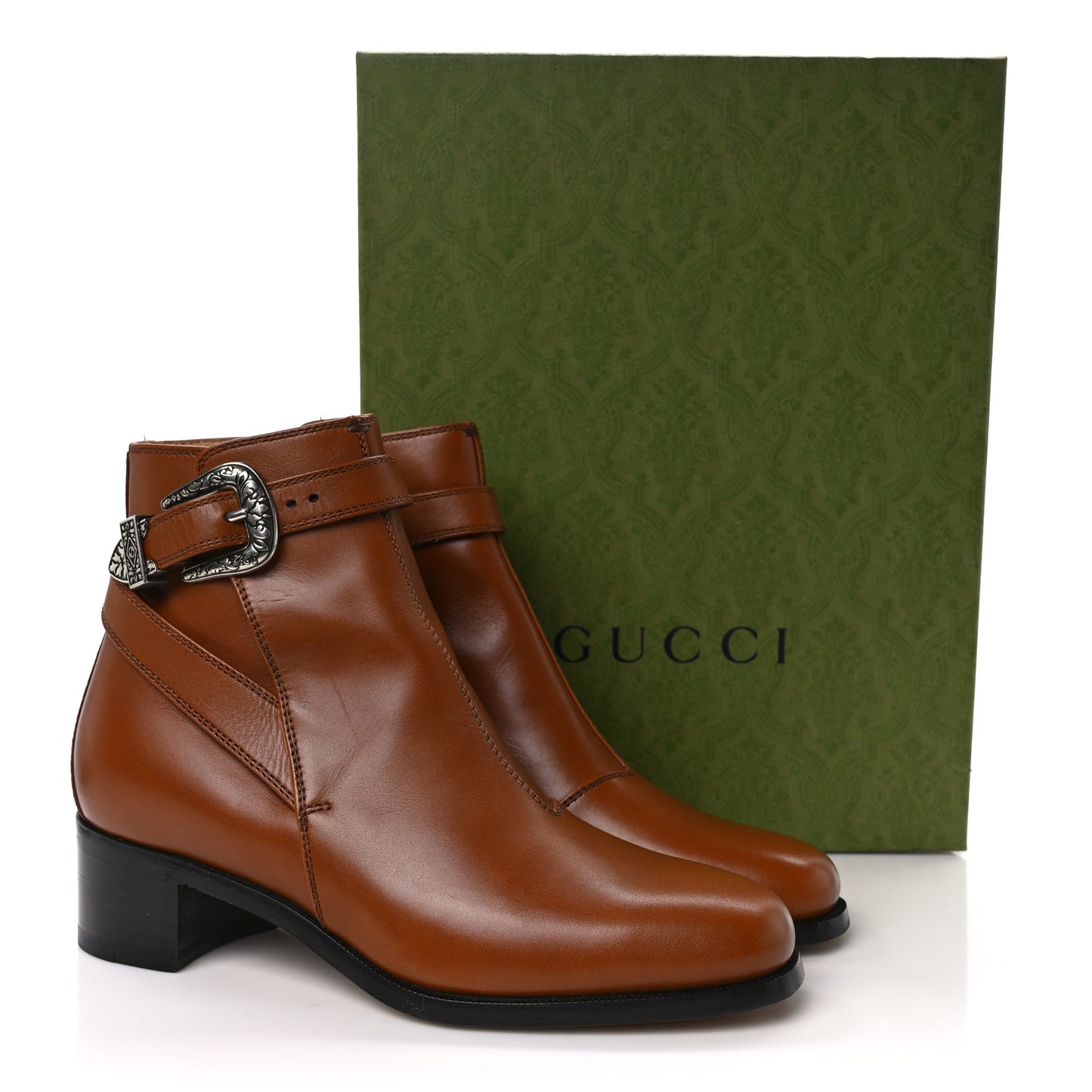 Calfskin Jakarta Buckle Boots 6 Cuir