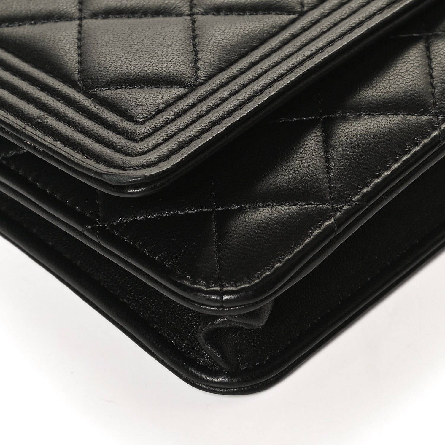 Chanel Lambskin Quilted Boy Wallet On Chain WOC Black 9 of 11