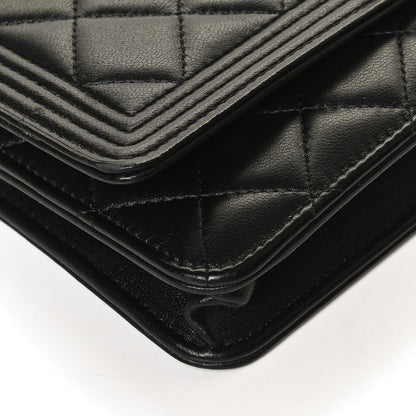 Chanel Lambskin Quilted Boy Wallet On Chain WOC Black 9 of 11