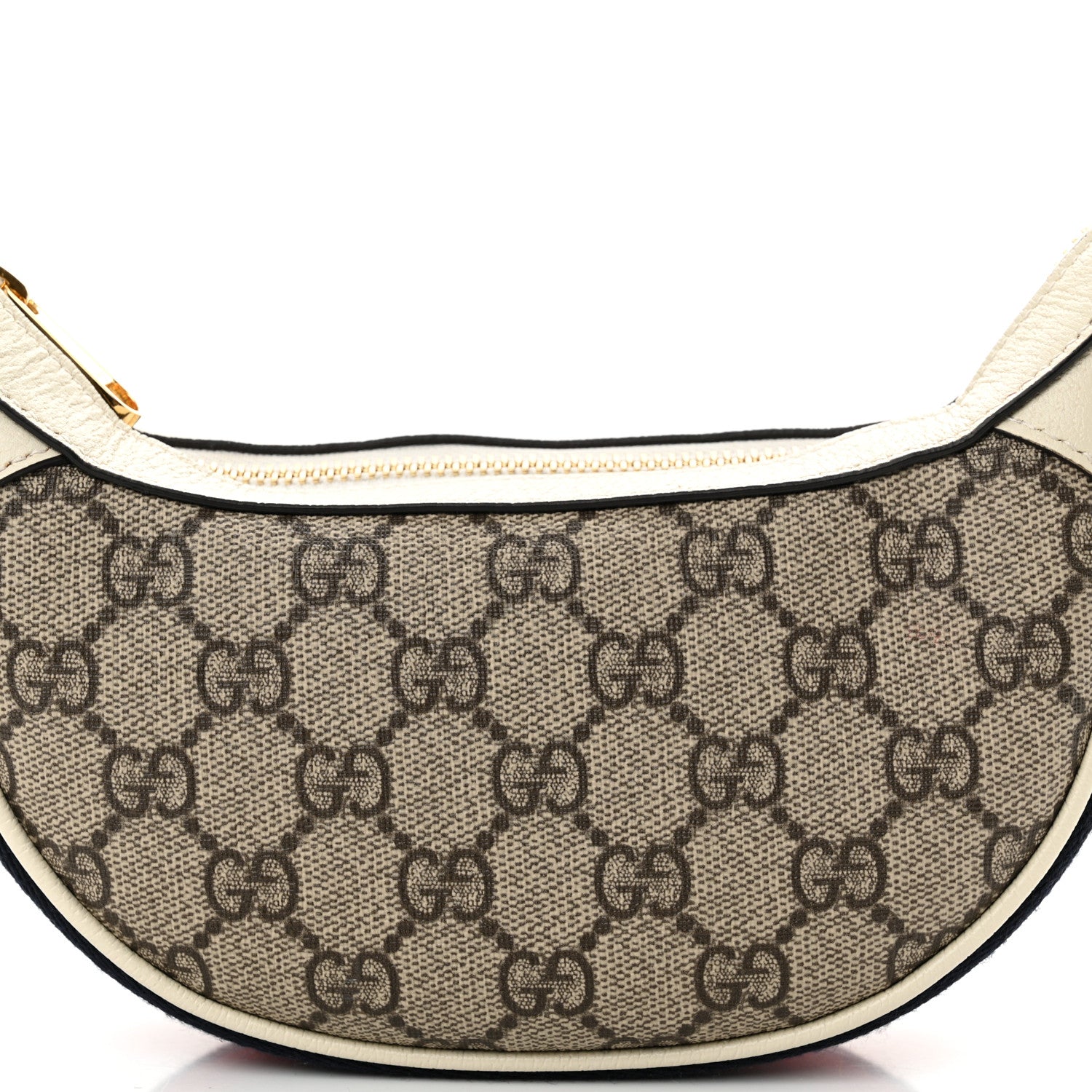 Gucci GG Supreme Monogram Textured Dollar Calfskin Web Mini Ophidia Half Moon Hobo Beige Ebony Mystic White 8 of 10