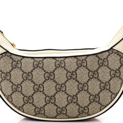 Gucci GG Supreme Monogram Textured Dollar Calfskin Web Mini Ophidia Half Moon Hobo Beige Ebony Mystic White 8 of 10