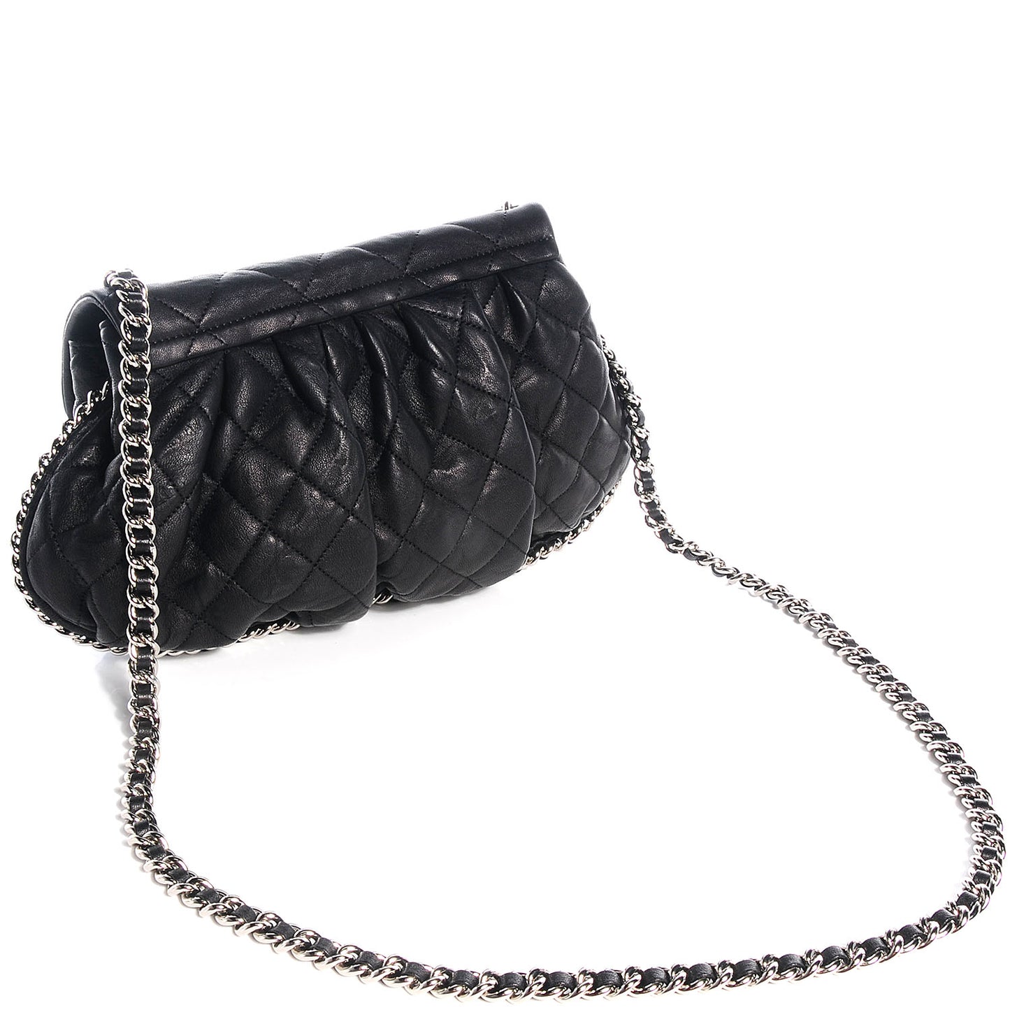 Washed Lambskin Chain Around Medium Messenger Black