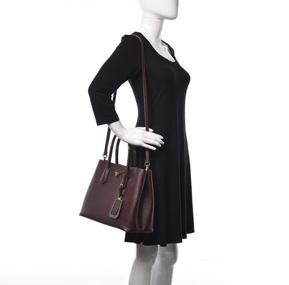 Prada Saffiano Cuir Medium Double Bag Granato Marmo 2 of 10