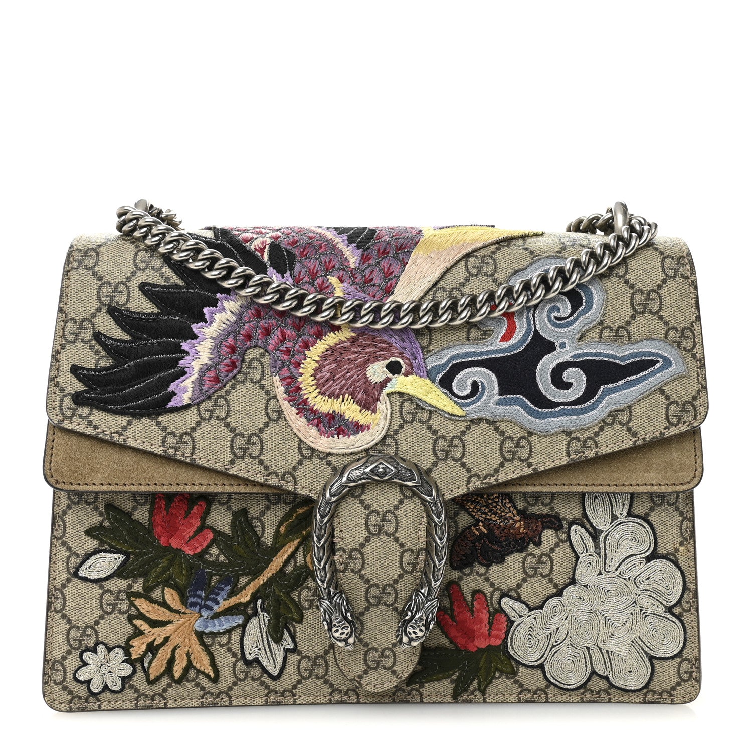 Gucci GG Supreme Monogram Embroidered Medium Dionysus Shoulder Bag Taupe 1 of 11