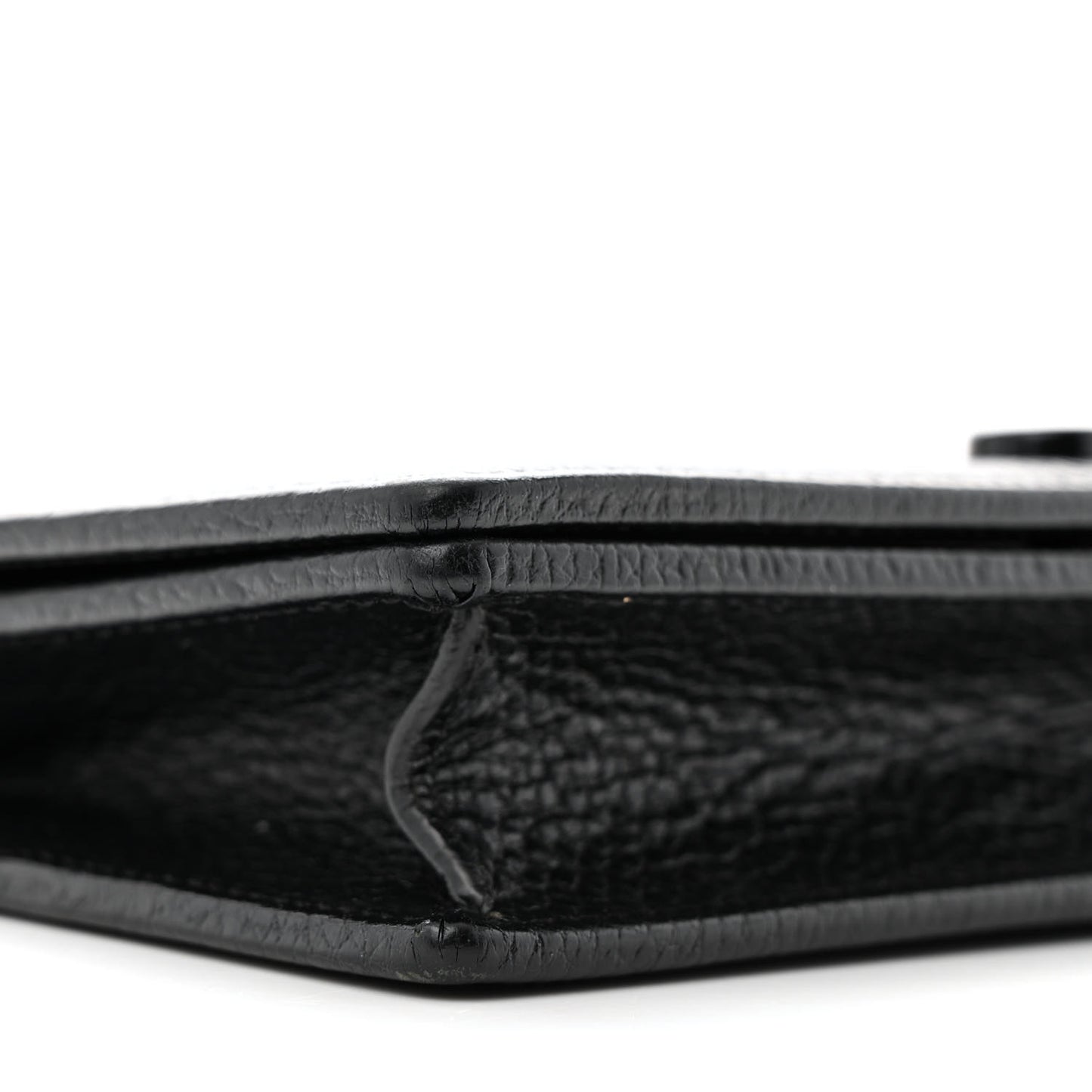 Dollar Calfskin Enamel Monochrome Mini GG Marmont Chain Wallet Black