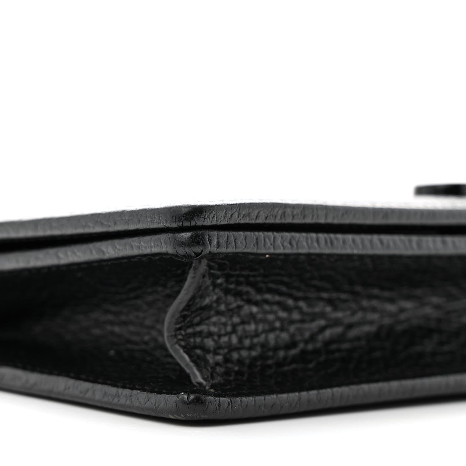 Gucci Dollar Calfskin Enamel Monochrome Mini GG Marmont Chain Wallet Black 8 of 13