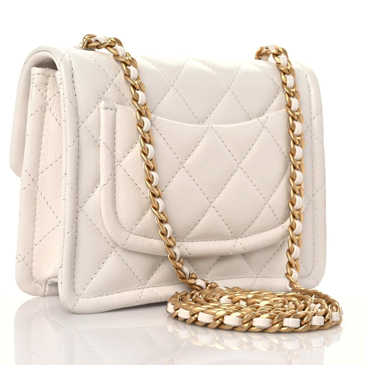 Caviar Quilted Mini Sweet Classic Flap White