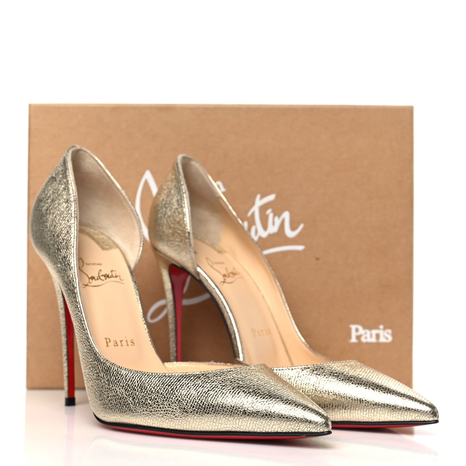 Christian Louboutin Calf Lame Tweed Iriza 100 Pumps 39.5 Platine 9 of 9