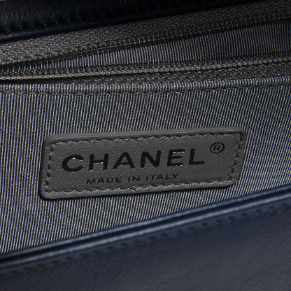 Chanel Calfskin Quilted Double Stitch New Medium Boy Flap Navy Blue 7 of 9