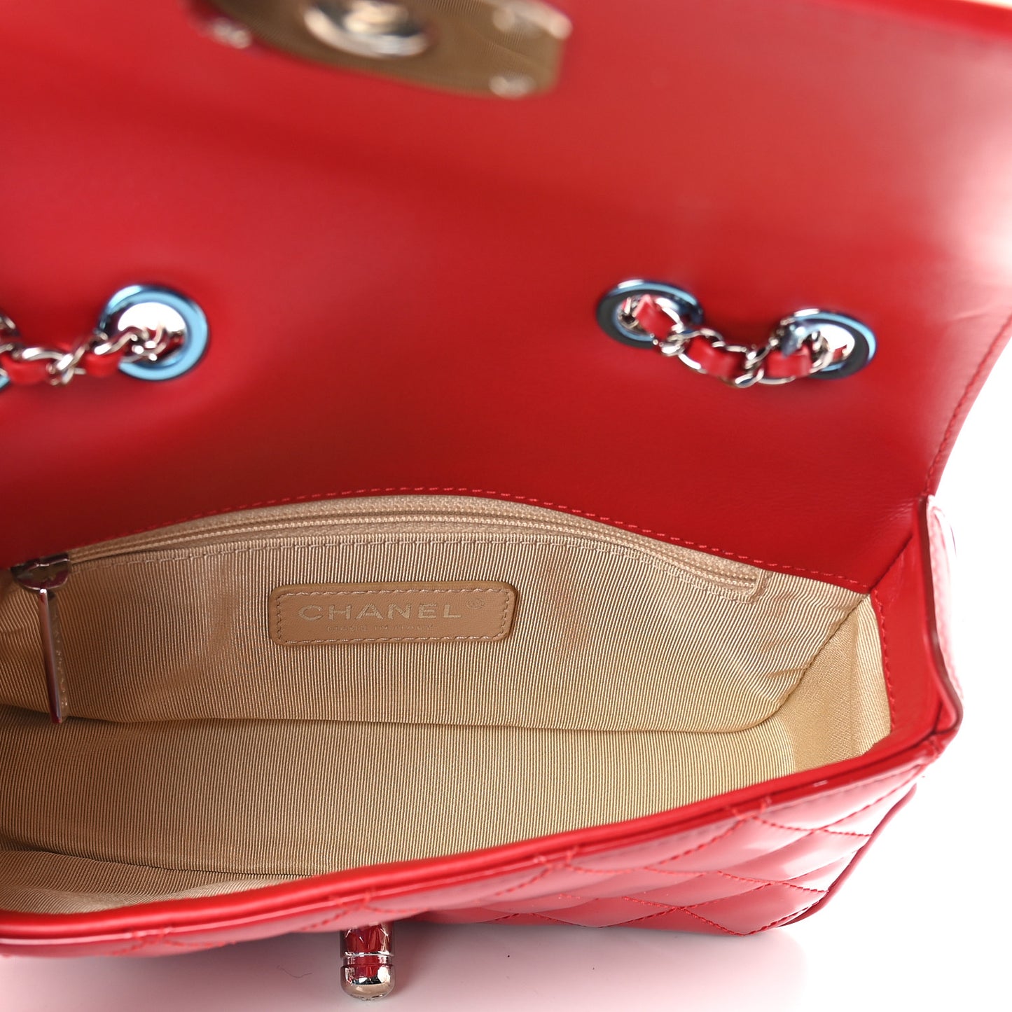 Patent Quilted Small Coco Boy Flap Red