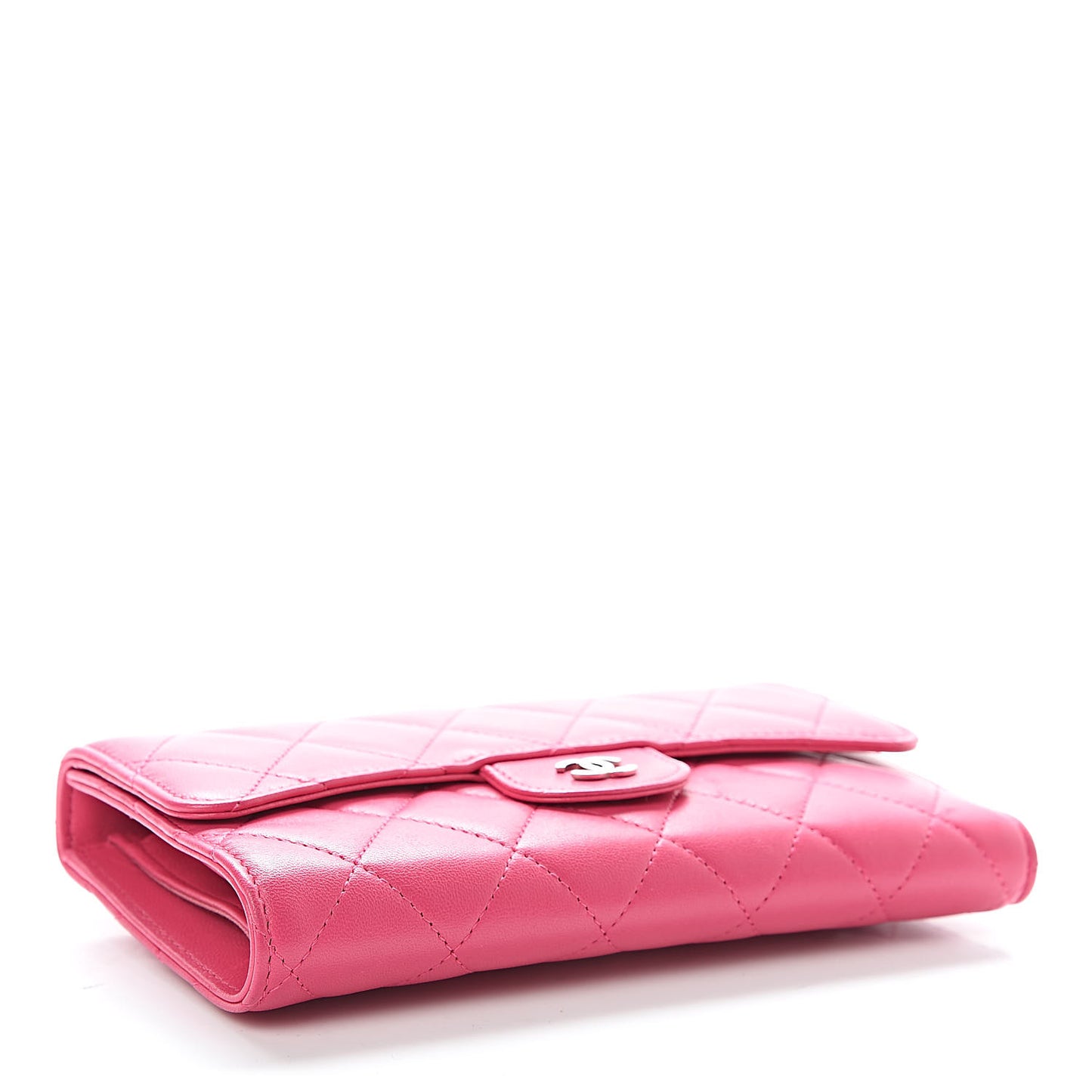 Lambskin Quilted Large Flap Wallet Pink
