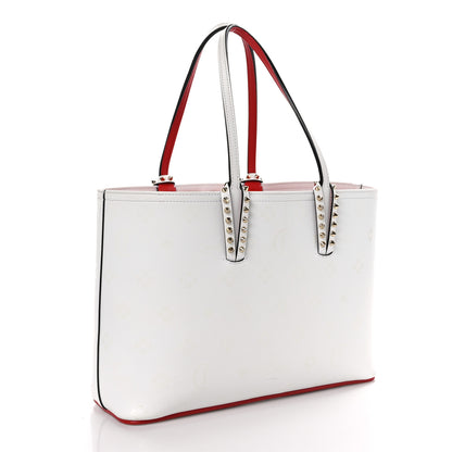 Christian Louboutin Calfskin Spikes Small East West Cabata Tote Snow 4 of 11