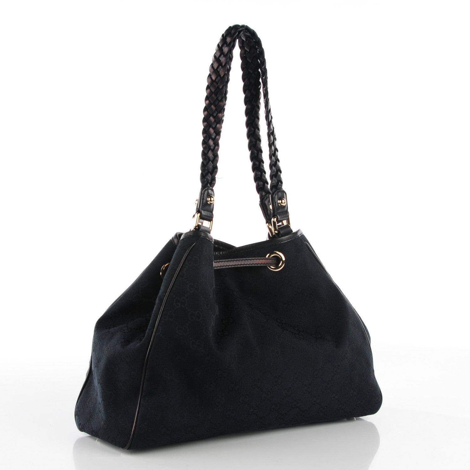 Gucci Monogram Peggy Braided Tote Black 3 of 7