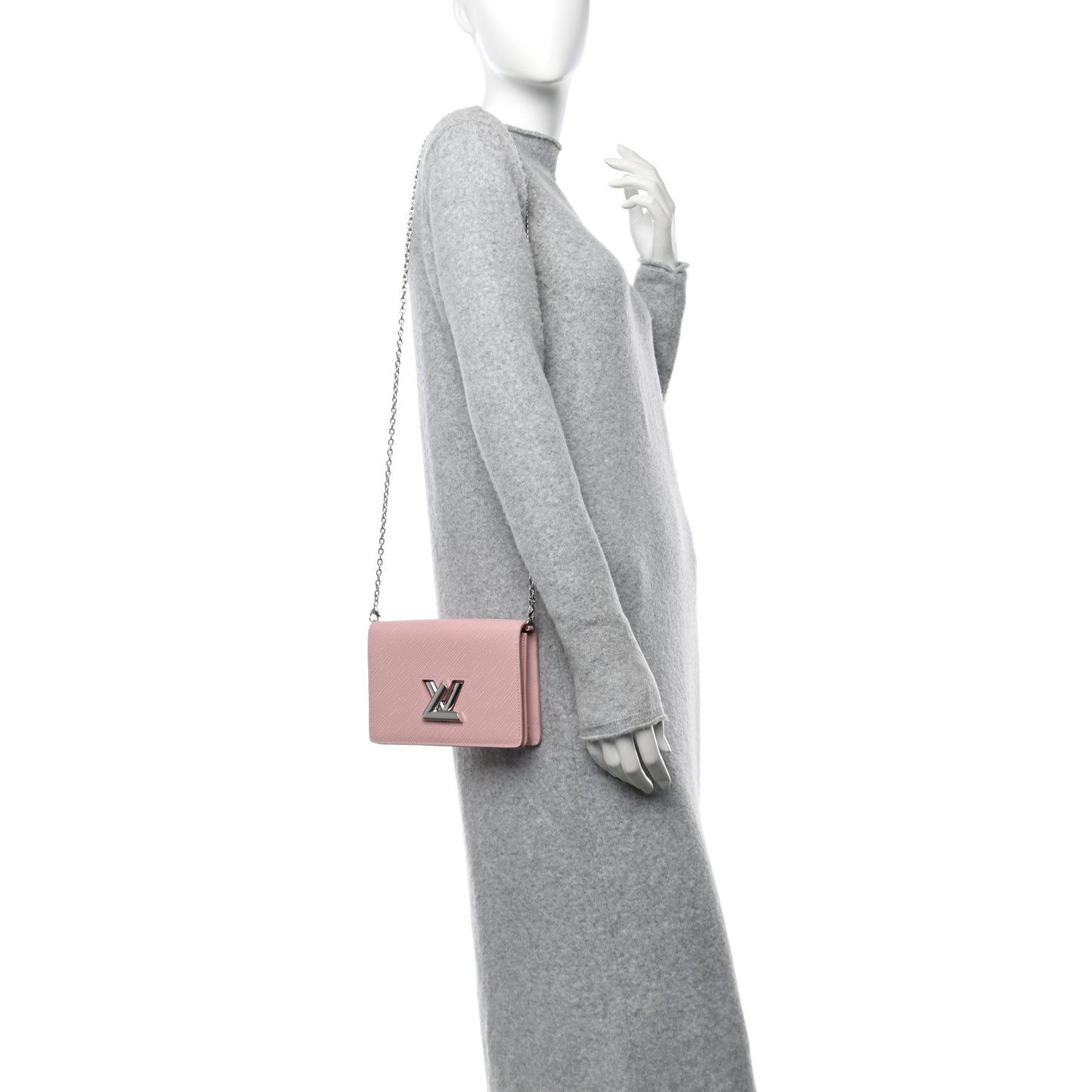 Epi Twist Belt Chain Wallet Rose Ballerine