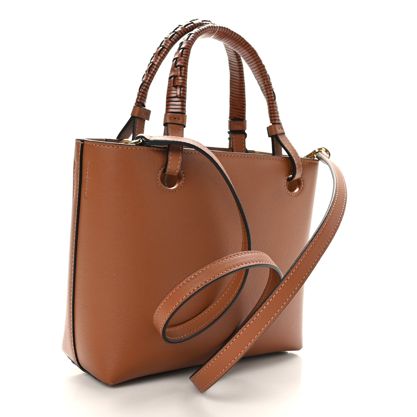 Smooth Calfskin Mini Anagram Tote Tan