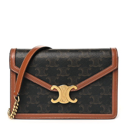 Celine Triomphe Canvas Calfskin Envelope Bag Tan 1 of 13