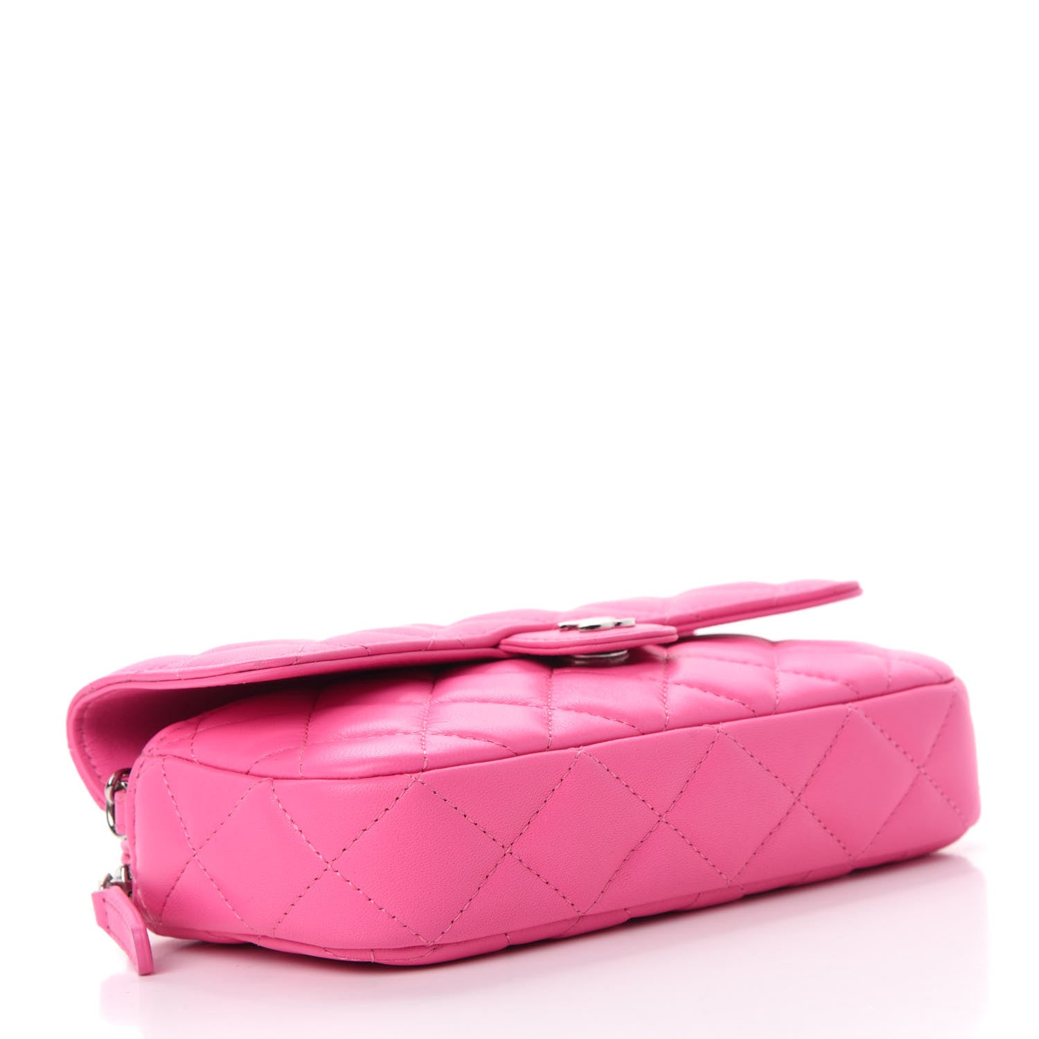 Chanel Lambskin Quilted Flap Phone Holder With Chain Neon Pink 4 of 13