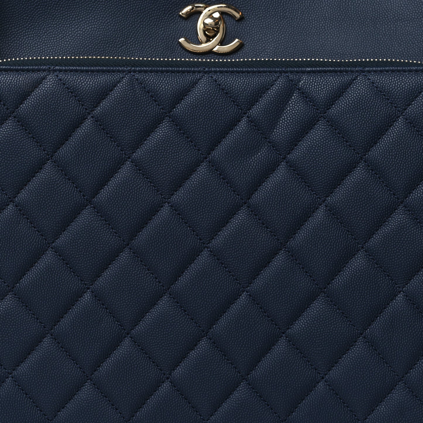 Caviar Quilted Large Business Affinity Shopping Bag Navy