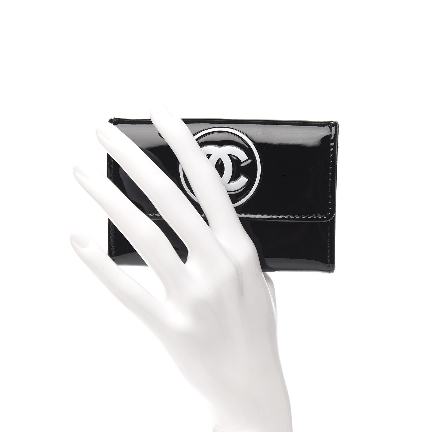 Chanel Patent CC Card Holder Black White 2 of 8