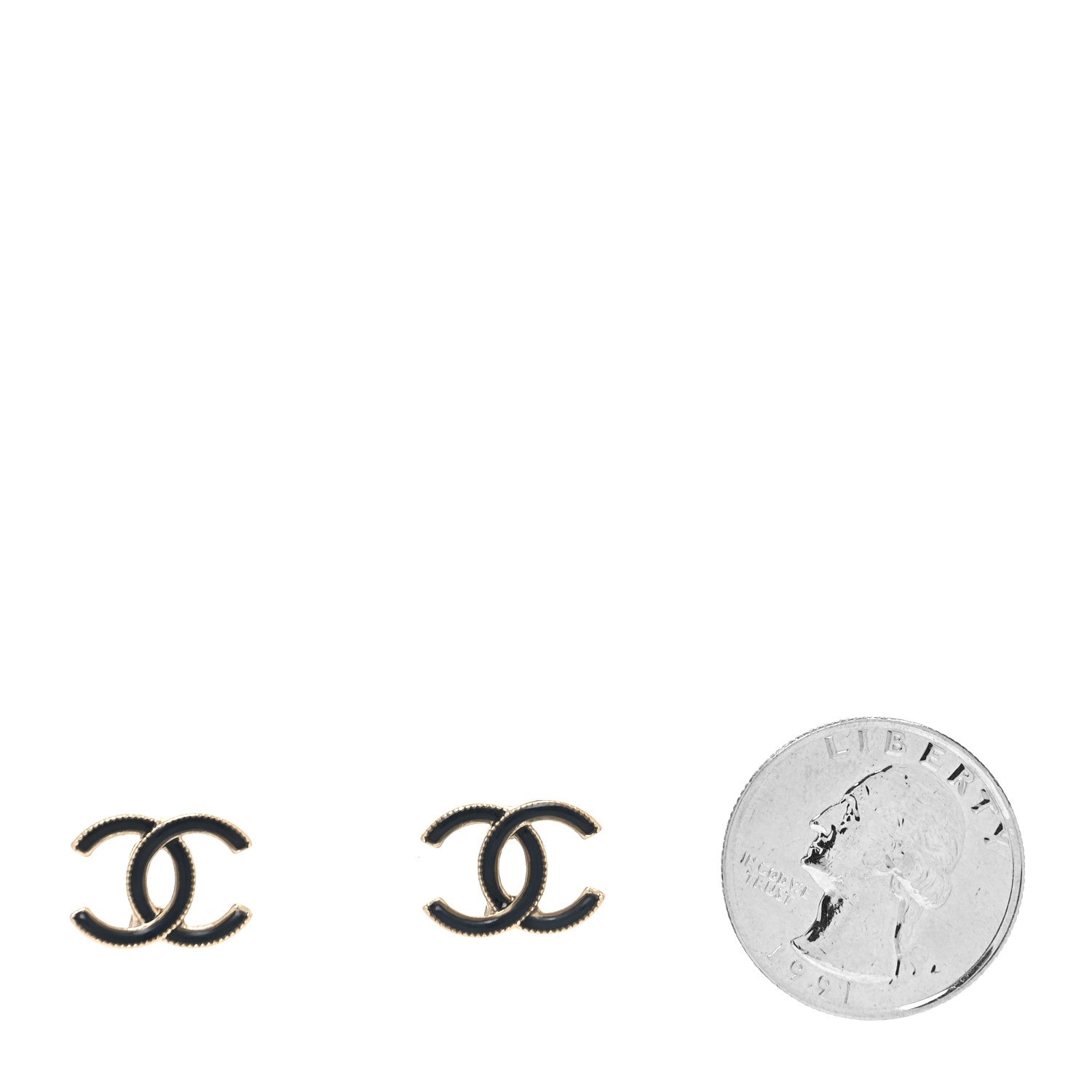 Chanel Enamel CC Earrings Black Gold 2 of 4