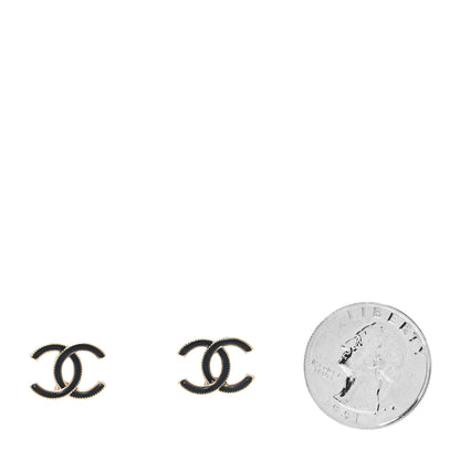 Chanel Enamel CC Earrings Black Gold 2 of 4