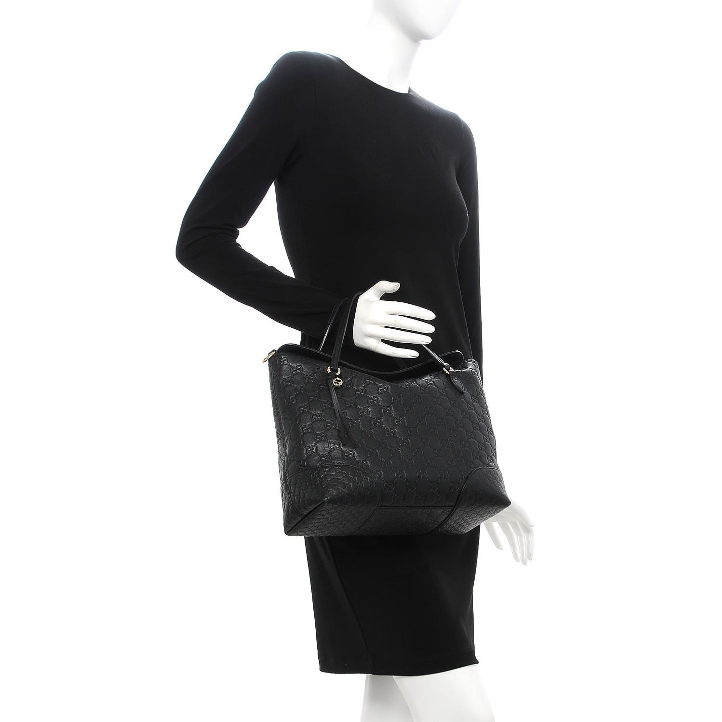 Guccissima Medium Bree Foldover Tote Black